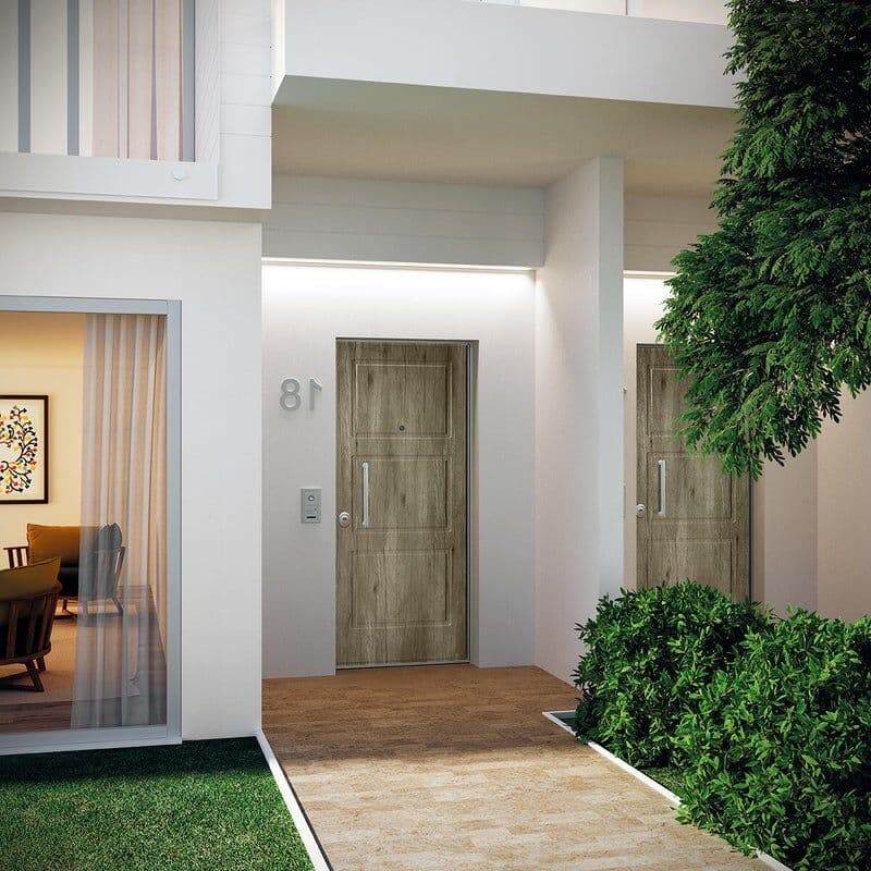 DI.BI. Porta blindata  Blades L 85 x H 210 cm in PVC rovere/bianco, apertura spingere a destra, falso telaio incluso