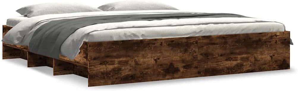 vidaXL Cadre de lit sans matelas chêne fumé 200x200 cm bois ingénierie