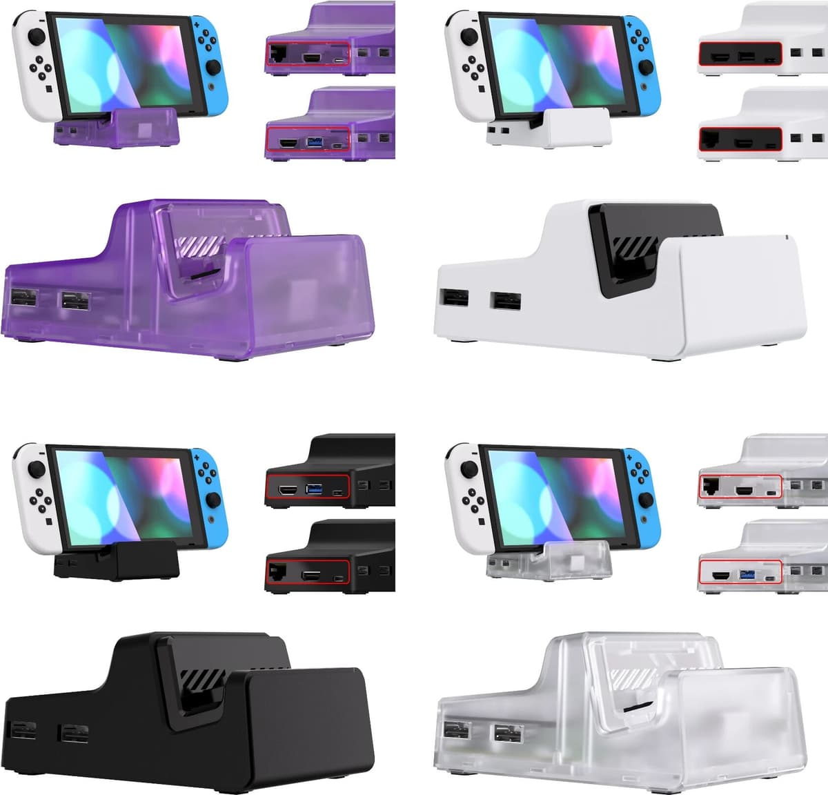 eXtremeRate AiryDocky DIY Kit Replacement Case for Nintendo Switch Dock, Portable Mini Dock Shell Cover for Nintendo Switch OLED