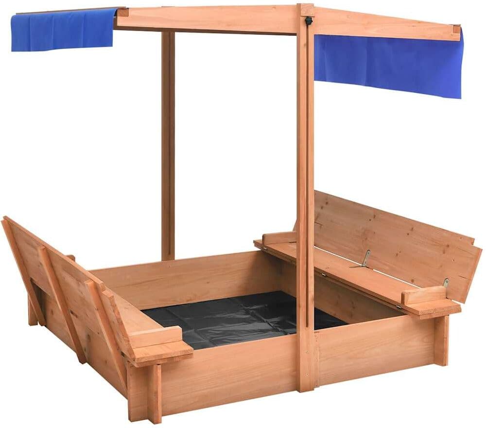 vidaXL Bac à sable avec toit Bois de sapin 112x112x112 cm