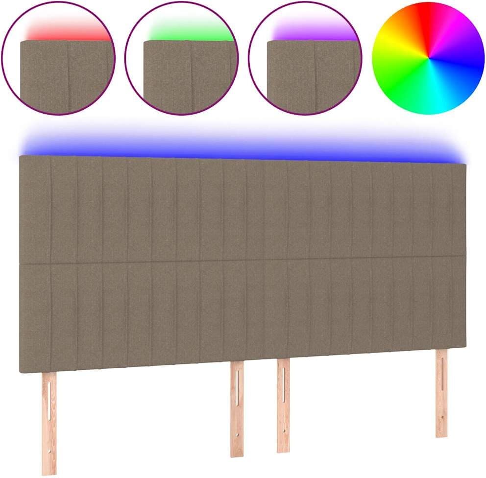 vidaXL Tête de lit à LED Taupe 180x5x118/128 cm Tissu
