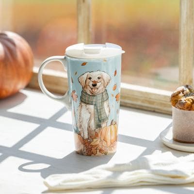 Evergreen Harvest Dog Ceramic Perfect Cup Travel Mug with Gift Box