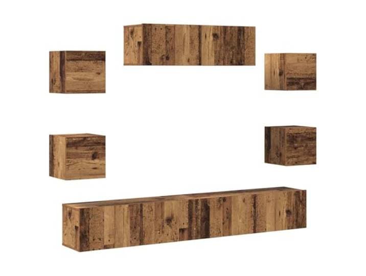KGFHERENB 7-tlg. TV-Schrank-Set Wandmontage Altholz-Optik Holzwerkstoff Vielseitige 7-teilige Wohnwand für Wohnzimmer oder Gästezimmer mit flexibler Hängemontage und geschlossenen Schranktüren.