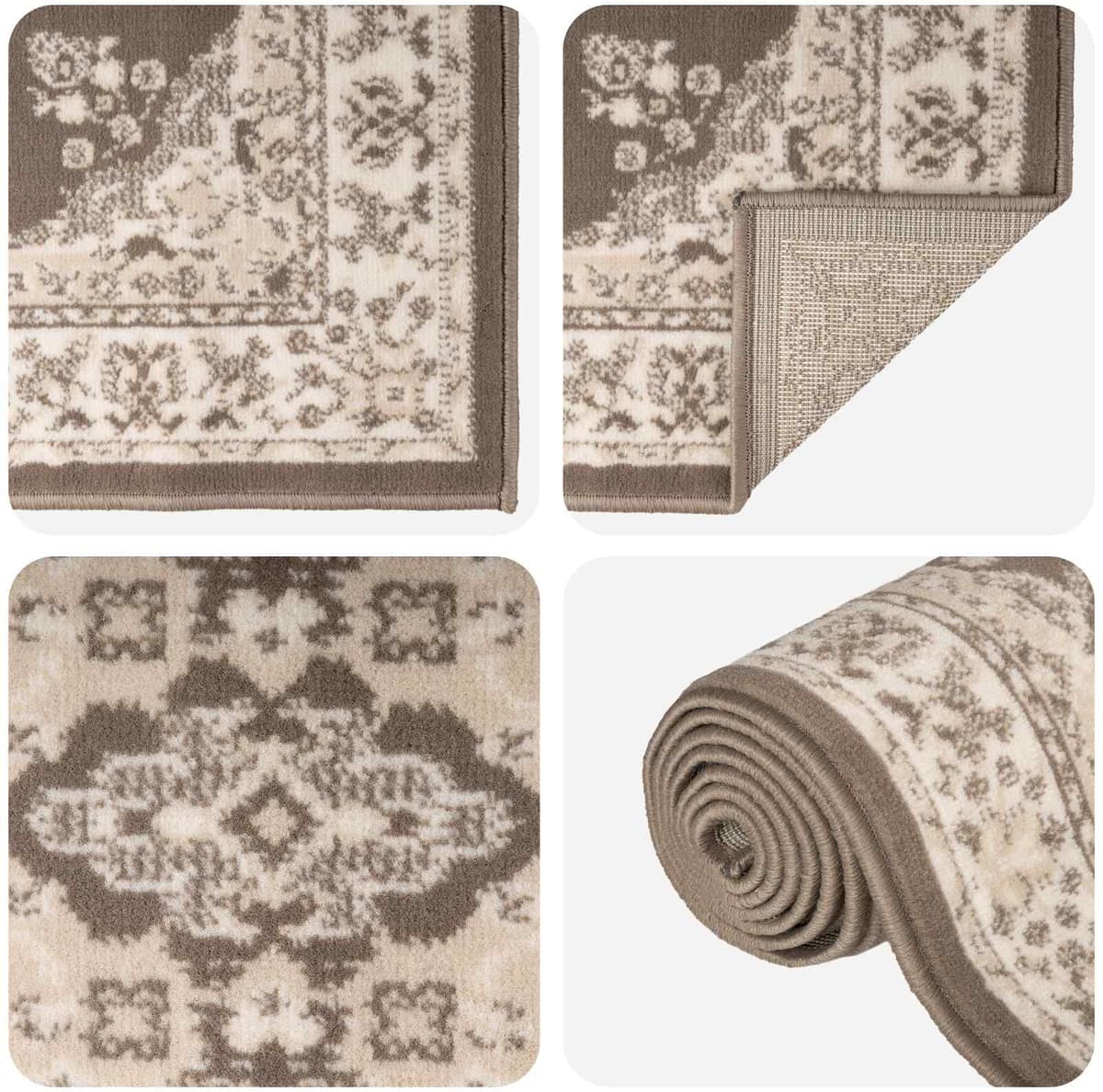 vidaXL Tapis Couloir FLORNES Tissé Motif taupe 67 x 400 cm PP 7 mm