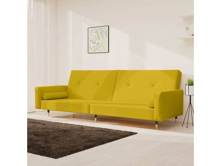 vidaXL Schlafsofa 2-Sitzer mit 2 Kissen Gelb Samt