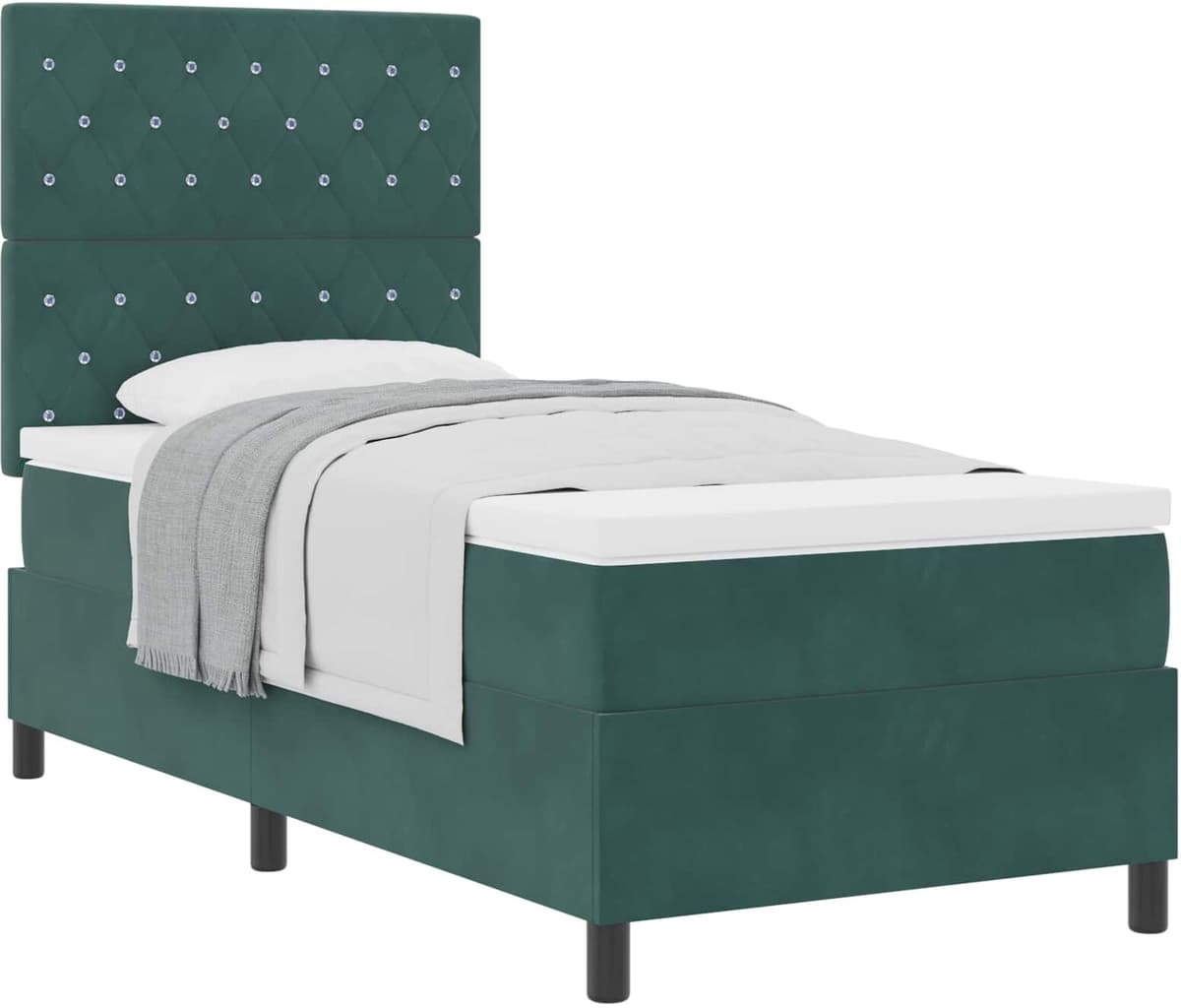 vidaXL Lit à ressorts avec matelas Vert foncé 90 x 200 cm Velours