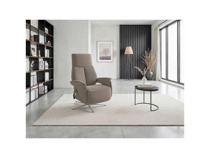 Sit & More Relaxsessel TV Lazy E S1, Taupe, Metall, 75x113x85 cm, Liegefunktion, Herz-Waage-Funktion, Sitzfläche 360° drehbar, gepolsterte Armlehnen, Wohnzimmer, Sessel, Relaxsessel