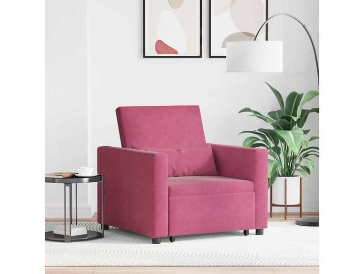 vidaXL Pull out Sofa Bed Single mit Rädern Weinrot Samt
