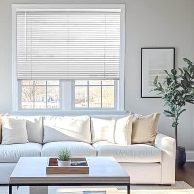 "Chicology Light Filtering Cordless Vinyl Mini Window Blinds - 1"" Slats - White 48"" Height Sizes"