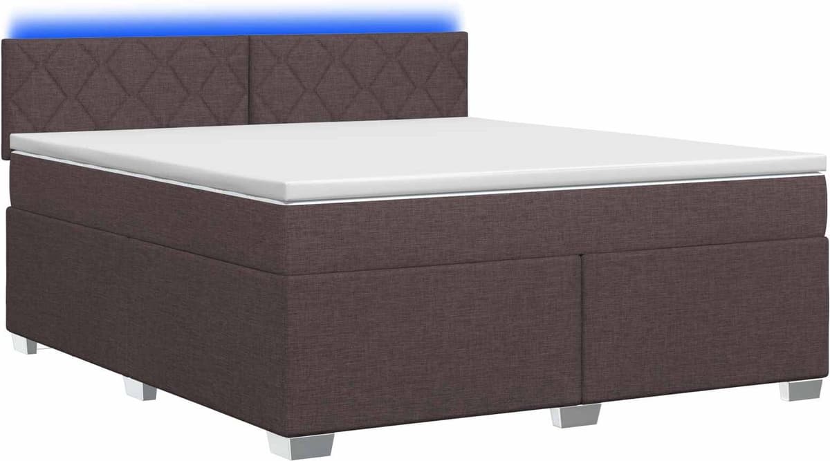 vidaXL Lit de box spring avec matelas et LED Marron foncé 160 x 200 cm