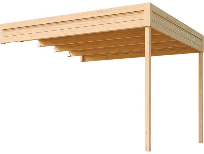 Gartenhaus-Anbaudach WEKA für die Gartenhäuser der Serie Batu , beige (naturbelassen), B:300cm H:222,3cm T:304,6cm, Gartenhaus-Anbaudächer, Gartenhaus-Anbaudach, in verschiedenen Farben