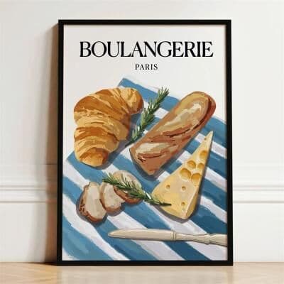 Uplifted Finds French Breakfast Canvas Poster   Lemon Wine & Oyster Art Print   Executive Kitchen & Dining Sanctuary Decor d0096 19 40 X 60 Cm Unframed