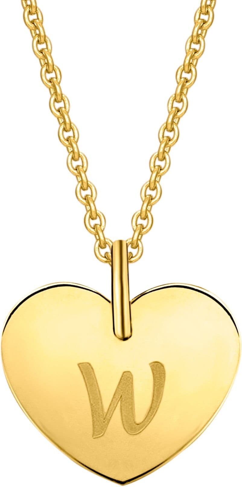 Kettenanhänger ONE ELEMENT "Herz mit Gravur W Buchstaben Anhänger aus 333 Gelbgold", gold, Schmuckanhänger, Damen, Gelbgold 333, Kettenanhänger