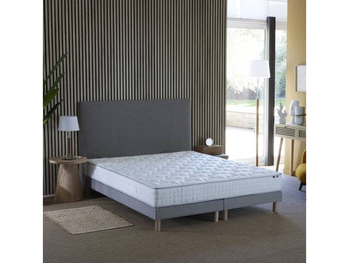 Ensemble matelas ressorts astre + sommier 2x80x200 sommier gris