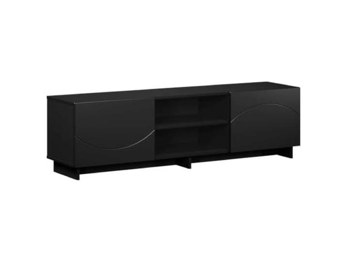 hliofuir TV-Board 140x34,5x40 cm Schwarz Fernsehtisch Holzwerkstoff Formschönes Lowboard in Schwarz für Wohnzimmer und Jugendzimmer, bietet viel Stauraum hinter 2 Türen für Receiver.
