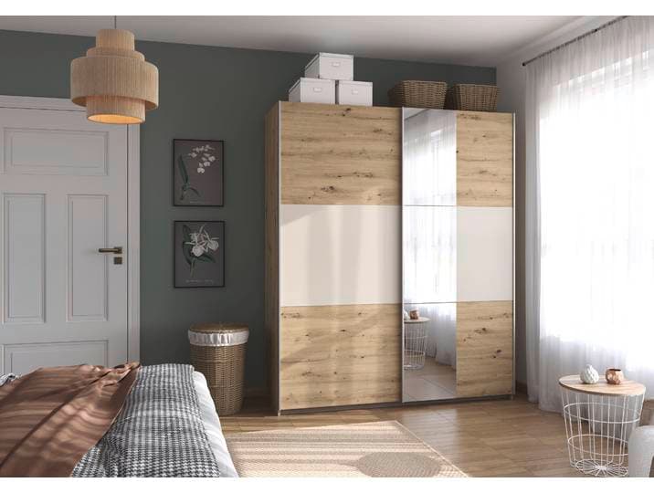 Kleiderschrank OTTO HOME Mehrzweckschrank Aktenschrank Möbel Mietswohnung TOPSELLER ASTANA , eiche artisan, champagner, B:175cm H:210cm T:59cm, Holzwerkstoff, Schränke, Kleiderschrank, mit 3 Spiegelelementen, Metallgriffleisten alufarbig MADE IN GERMANY