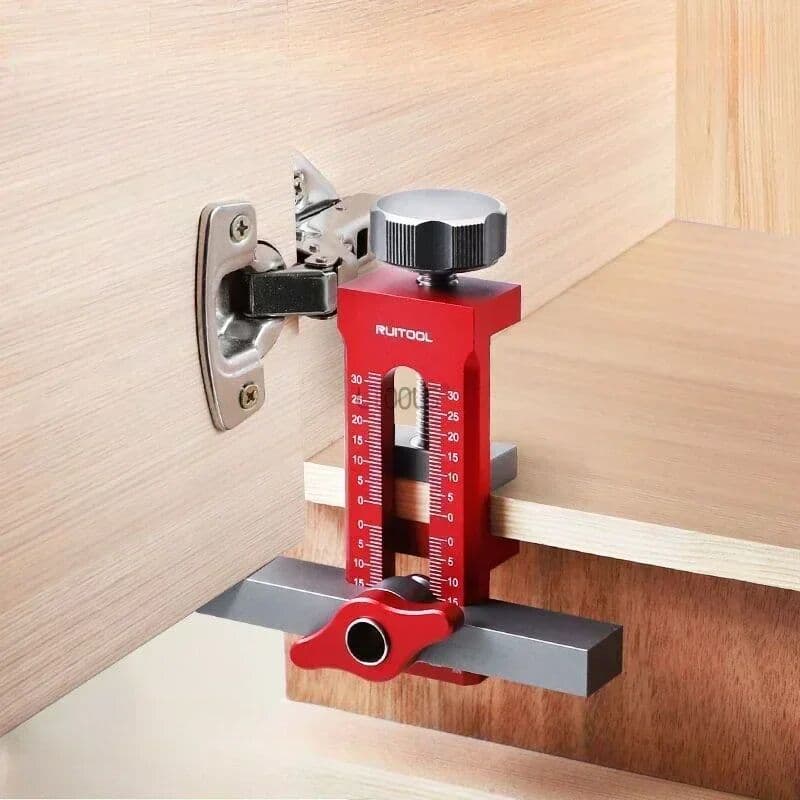 LTOOLS Wardrobe Cabinet Door Panel and Rebounder Punched Mounting Jig Woodworking 10mm Doweling Drilling Guide Locator Installing Clip