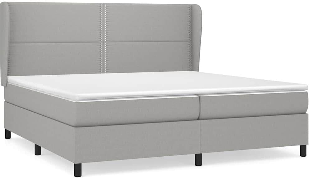 vidaXL Sommier à lattes de lit avec matelas Gris clair 200x200cm Tissu
