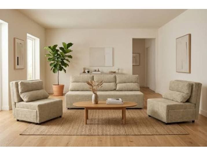 Family Meble Kimo Sitzgruppe, Sofa und 2 Sessel – Beige – 4