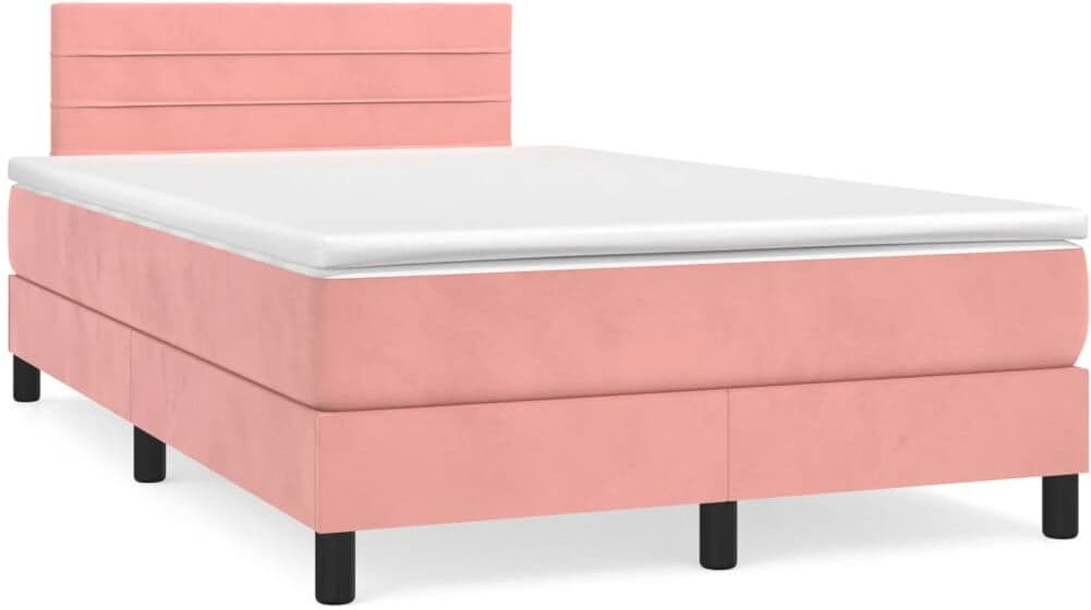 vidaXL Sommier à lattes de lit avec matelas Rose 120x200 cm Velours