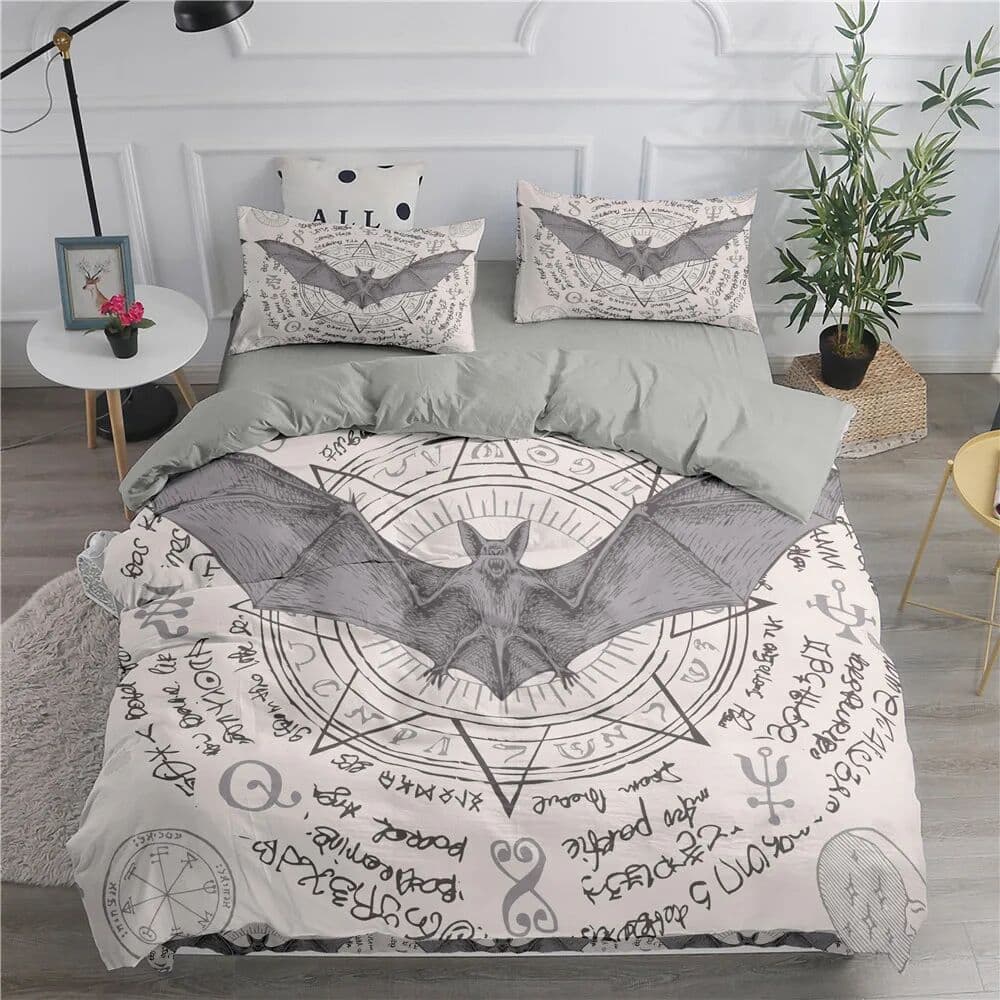NONE Halloween Flying Vampire Bedding Set Bats Duvet Cover Witchcraft Magic Comforter Cover Single Double King Polyester Quilt Cover