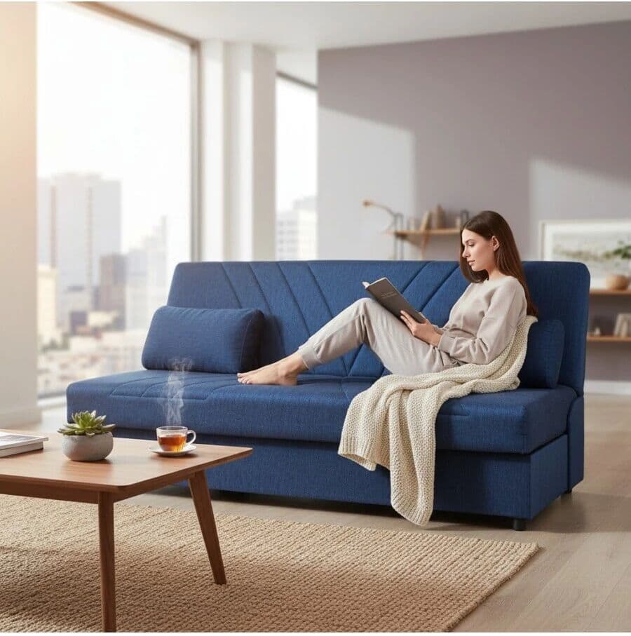 BellaHome DIVANO LETTO 3P MOD. FIJI BLU