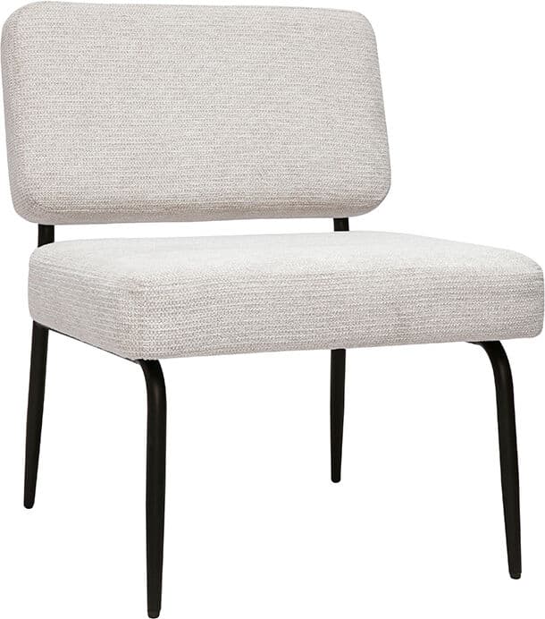 Miliboo Fauteuil en tissu chenille beige et métal noir VEDANA