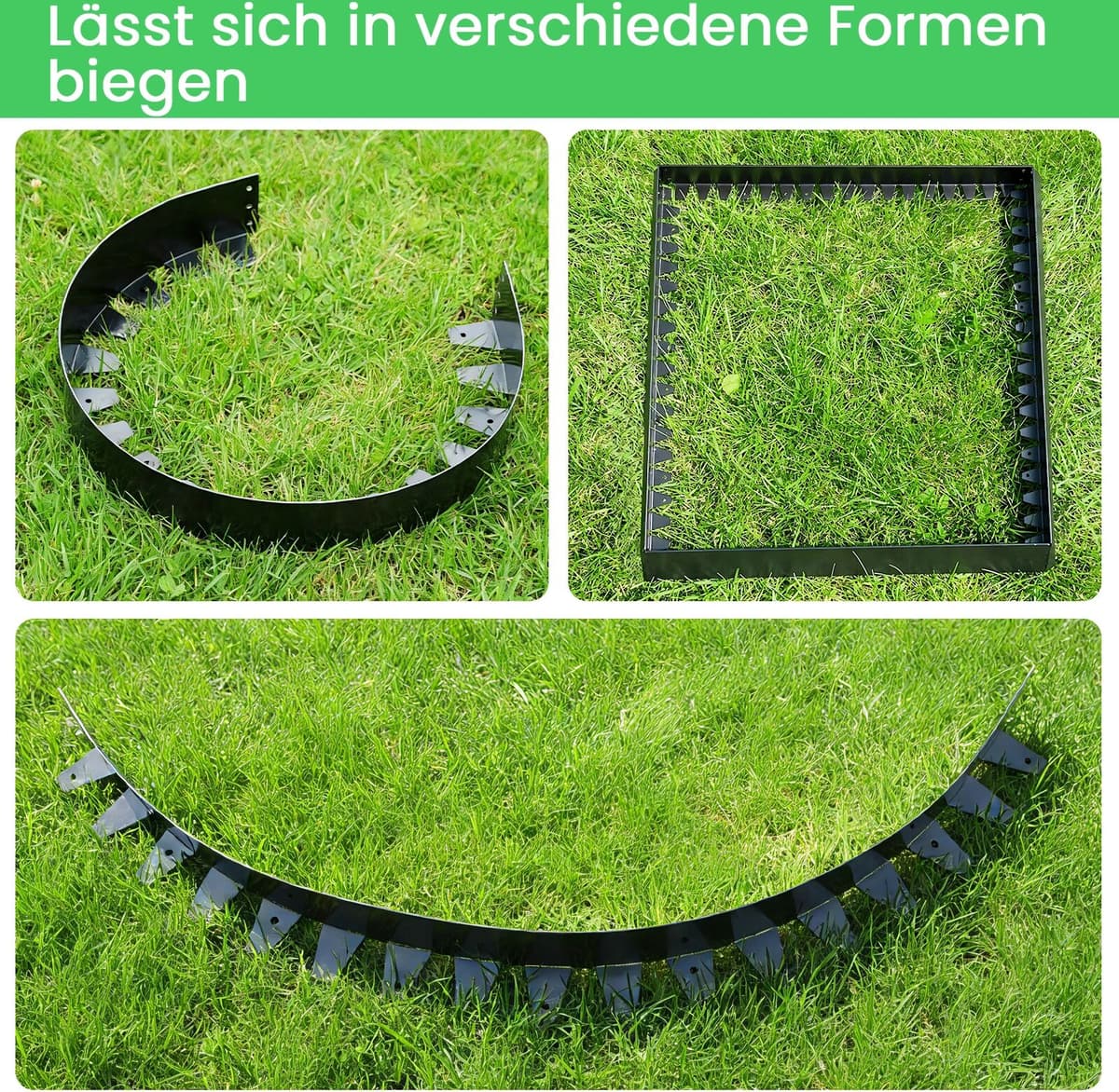 NONE 5-Pack Bendable Carbon Steel Landscape Edging with Stakes Durable Metal Garden for Flower Beds Yards Pathways and Outdoor Landscaping