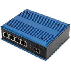 Digitus 4 Port Gigabit Ethernet Netzwerk PoE Switch, Industrial, Unmanaged, 1 SFP Uplink