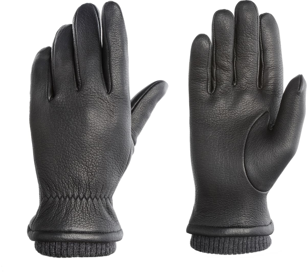 Lederhandschuhe PEARLWOOD "SOHO", Herren, Gr. 9.5, schwarz, Ziegenleder, unifarben, Handschuhe, Strickbündchen, Temperaturregulierend, gefüttert