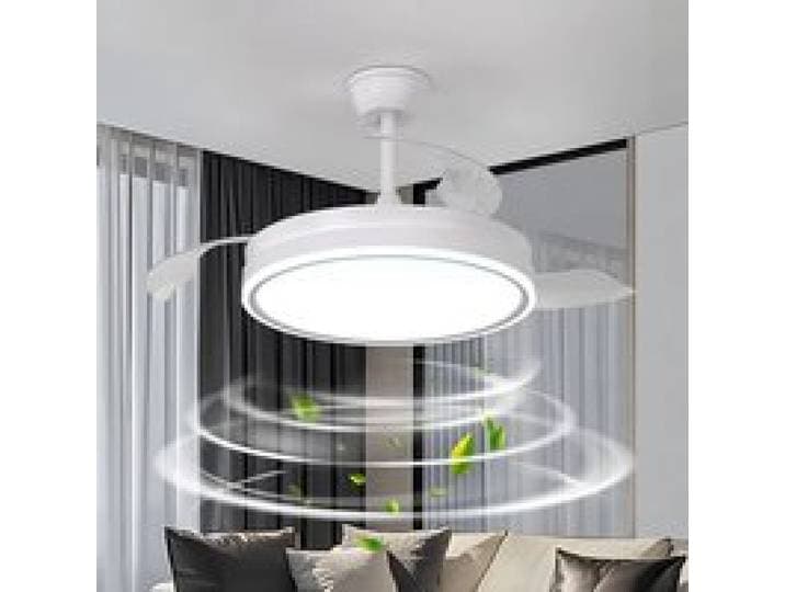 Ventilateur de Plafond à Pales Rétractables 48/86 cm avec Éclairage LED Dimmable 3000K-6500K Télécommande pour Chambre Salon et