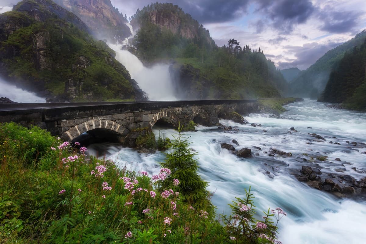 Fototapete PAPERMOON "Photo-Art ARVID BJORKQVIST, LAYTEFOSSEN", bunt, B:2m L:1,49m, Vlies, Tapeten, Fototapete bunt B/L: 2m x 1,49m, Bahnen: 4 Stk.
