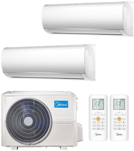 Midea Condizionatore Climatizzatore Dual Split Inverter Right R32 12000+12000 BTU Con M2OD-18HFN8-Q Wi-Fi Optional