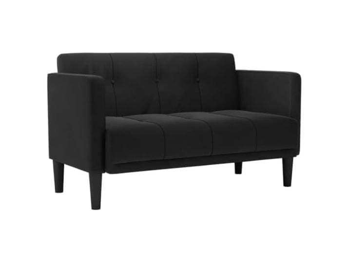 Todiikf Zweisitzer Sofa Schwarz 111 cm Samt Couch Polstersofa Modern Kompakte 2-Sitzer Samtcouch für Wohnzimmer und Schlafzimmer mit stabiler Schaumstoff-Feder-Polsterung und Armlehnen.