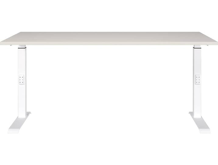 Schreibtisch GERMANIA Downey , weiß (lichtgrau, weiß, weiß, lichtgrau), B:160cm H:91cm T:80cm, Tische, Schreibtisch, höhenverstellbar von 68-91 cm, verfügbar in verschiedenen Breiten