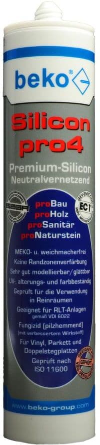 Beko Silicon pro4, Premium-Silicon, Silikon-Dichtstoff, neutralvernetzend, hellbraun/buche-hell , 310 ml
