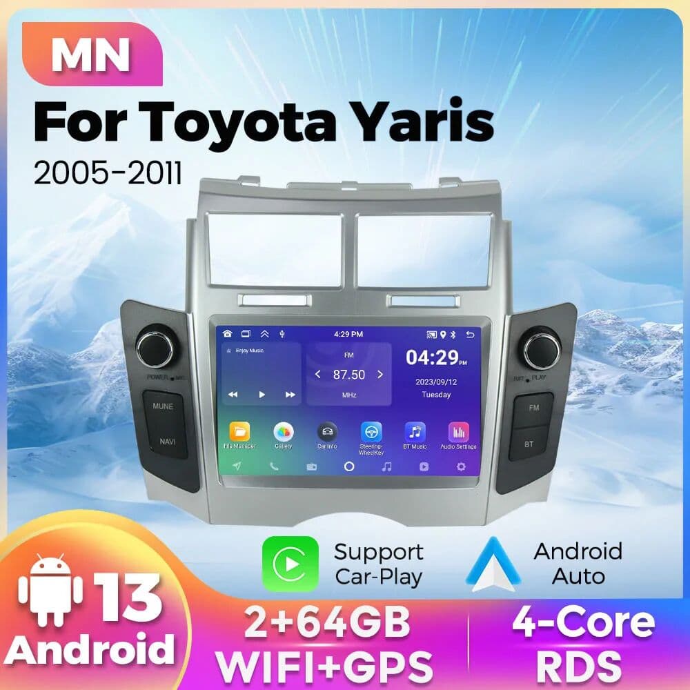 TomoStrong Android 13 Car radio For Toyota Yaris XP90 Vitz Platz 2005-2012 CarPlay Android Auto Multimedia GPS Navigation Video Player WiFi