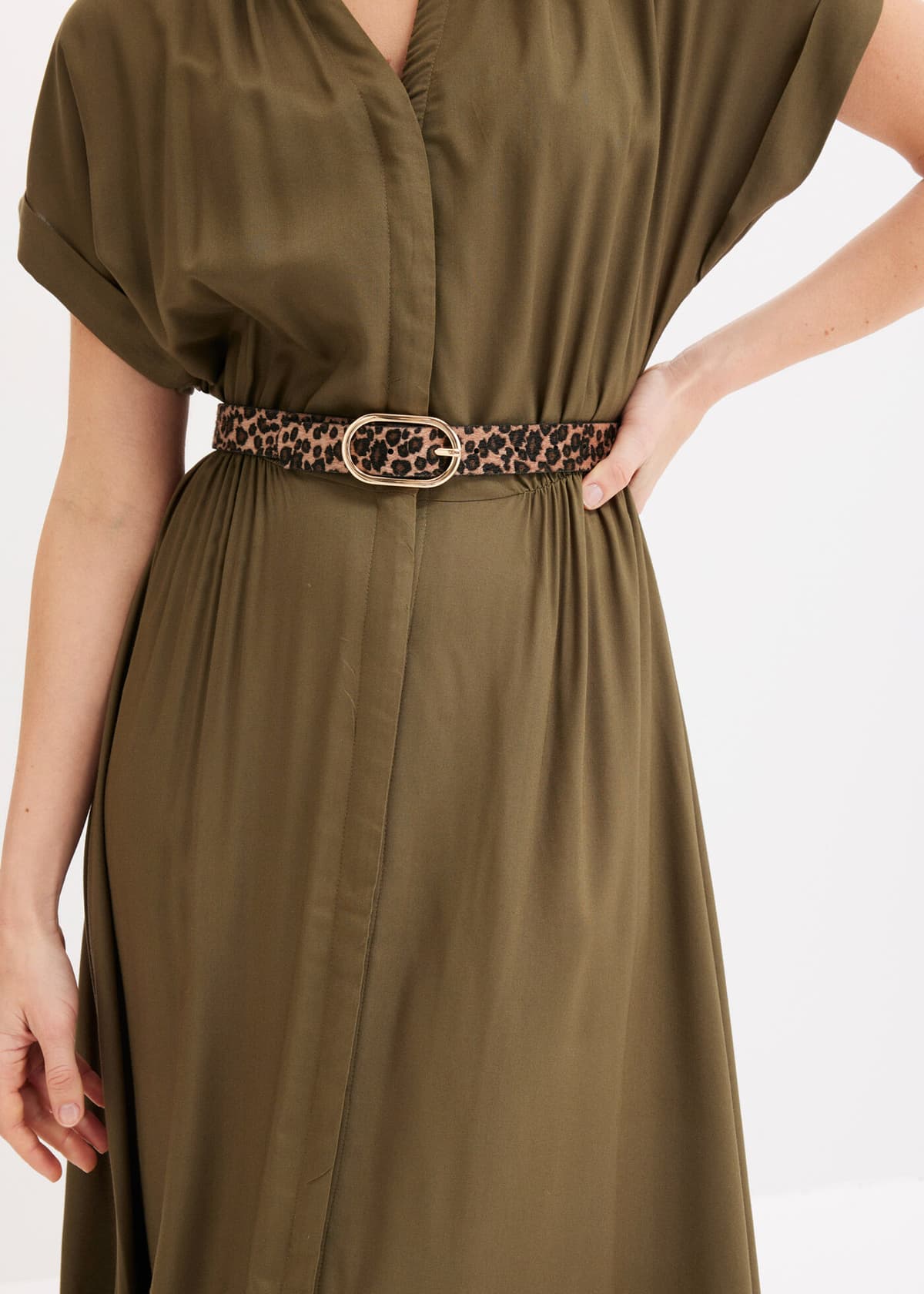 Taillengürtel BONPRIX, Damen, Gr. 100, braun (beige, schwarz leo bedruckt), Kunstfaser, Gürtel Taillengürtel, im Animal-Look beige, schwarz leo bedruckt 100