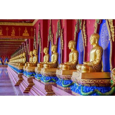 Fototapete PAPERMOON "Statuen in Tempel", bunt, B:3m L:2,23m, Vlies, Tapeten