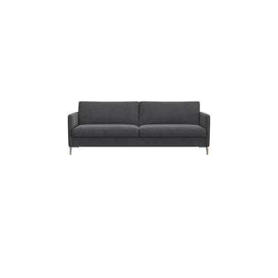 3-Sitzer FLEXLUX "Fiore, super Sitzkomfort durch Kaltschaum im Sitz", grau (dervit grau), B:214cm H:85cm T:92cm, 100% Polyester, Sofas, schmale Armlehnen, Füße Alu+ Eiche