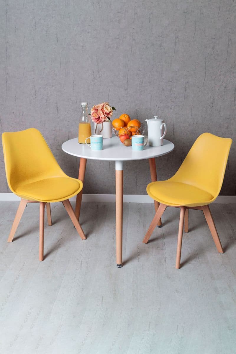 RegalosMiguel Conjunto Mesa Tower Redonda 80 cm Blanca y Pack 2 Sillas Synk Basic