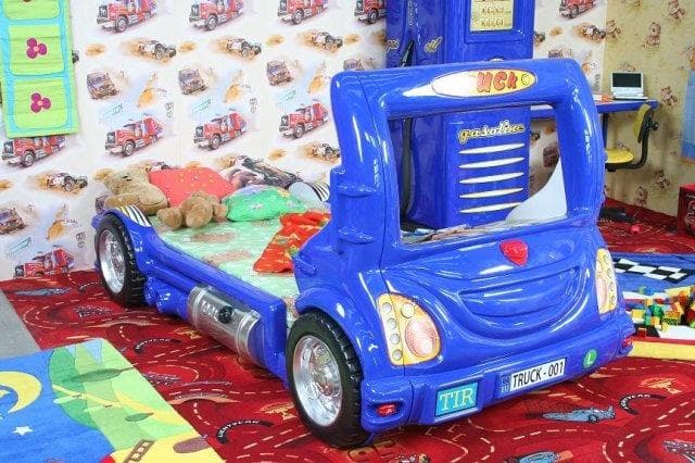 Blaues Einzelbett Kinderzimmer Betten Luxus Truck Design Holzgestell