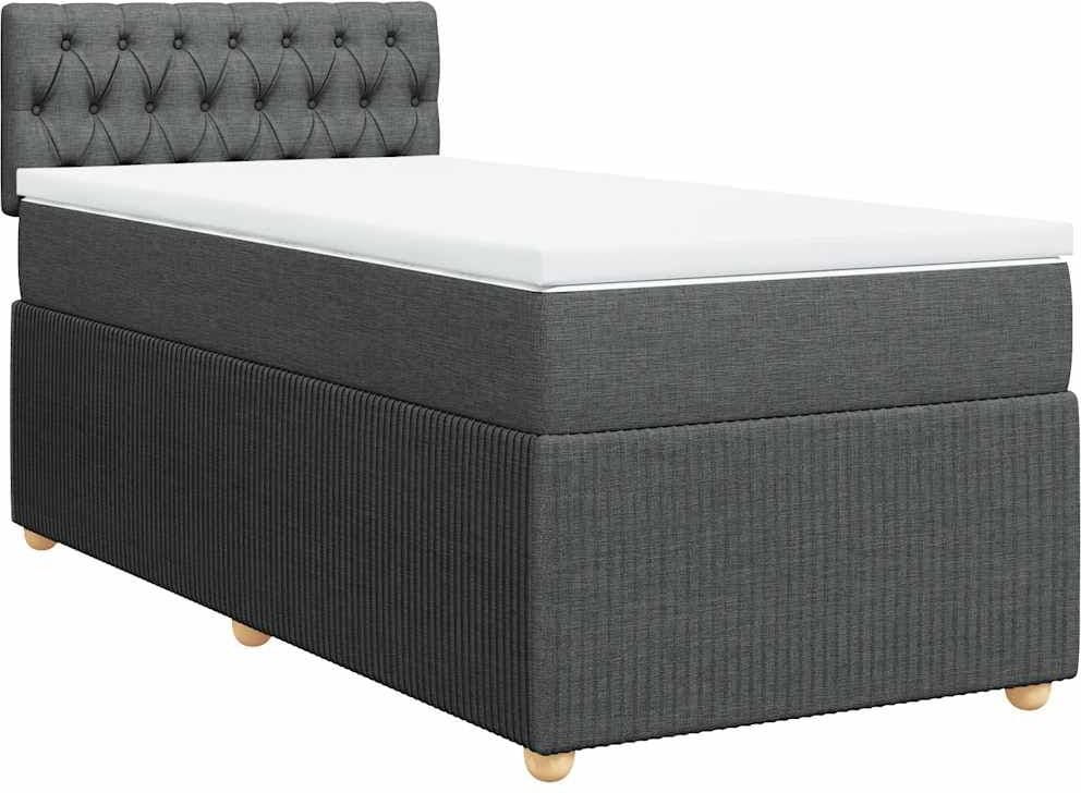 vidaXL Sommier à lattes de lit avec matelas Gris foncé 90x200 cm Tissu