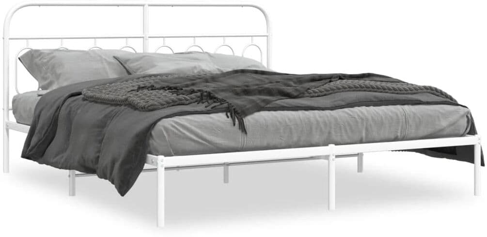 vidaXL Cadre de lit métal sans matelas et tête de lit blanc 183x213 cm