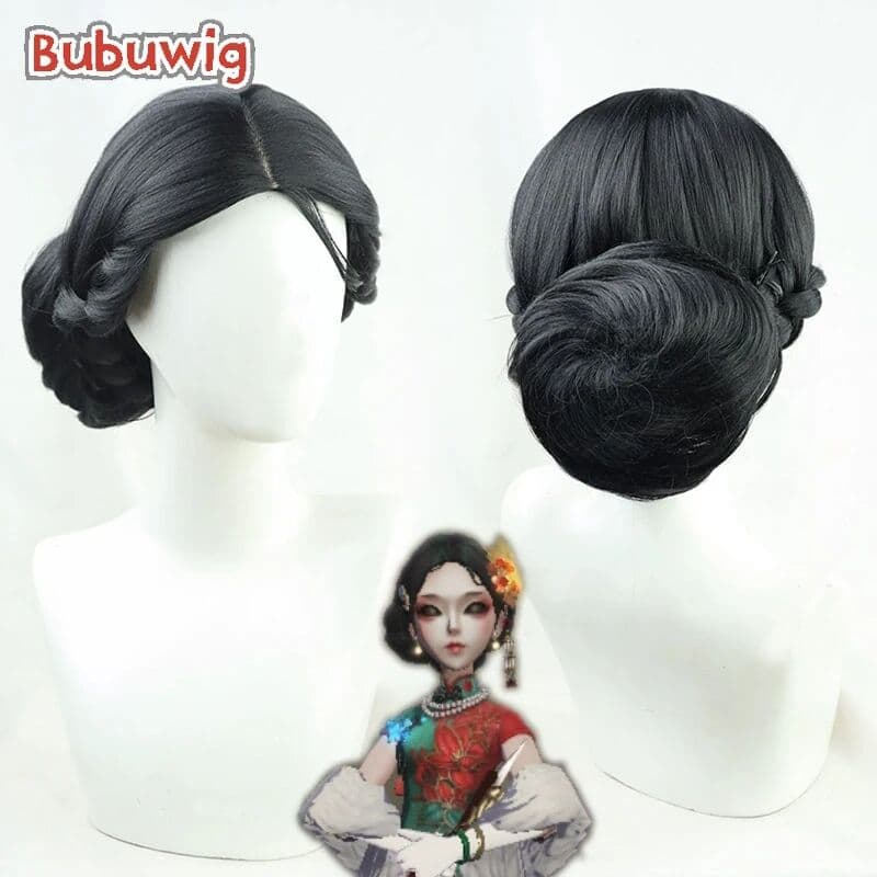 Bubuwig Synthetic Hair Michiko Cosplay Wigs Game Identity V Michiko Geisha Long Straight Black Braided Cos Wig Heat Resistant