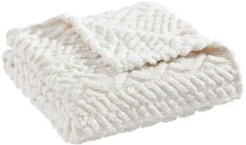 Nautica Cable Knit Plush Throw Blanket With Self Reverse, Extra Warm (50X60 Inches)
