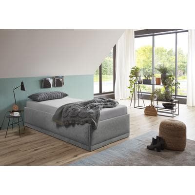 Polsterbett "Texel", grau, B:106cm H:34cm L:206cm, Bezug Bett: Veloursstoff 100% Polyester oder Microfaser (100% Polyester);Bonnell-Federkernmatratze: 51% Polypropylen, 39% Polyester und 10% Baumwolle;Kaltschaummatratze: 100% Polyester, Bezug...