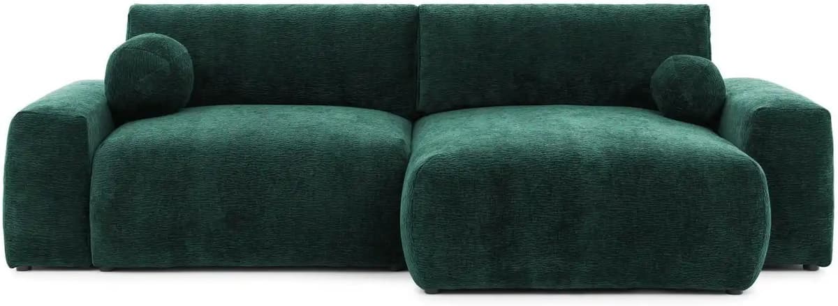 S-STYLE Ecksofa mit Schlaffunktion Puffy ¦ grün ¦ Maße (cm): B: 266 H: 86