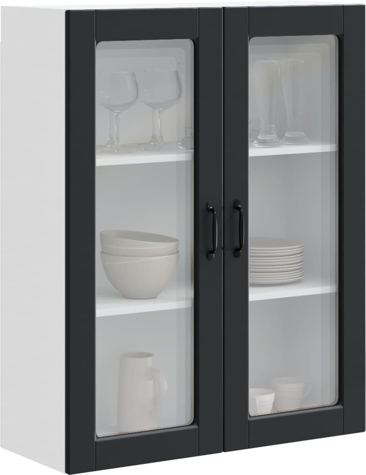 vidaXL Cabinet en verre mural PORTO Noir 80 x 31 x 100 cm