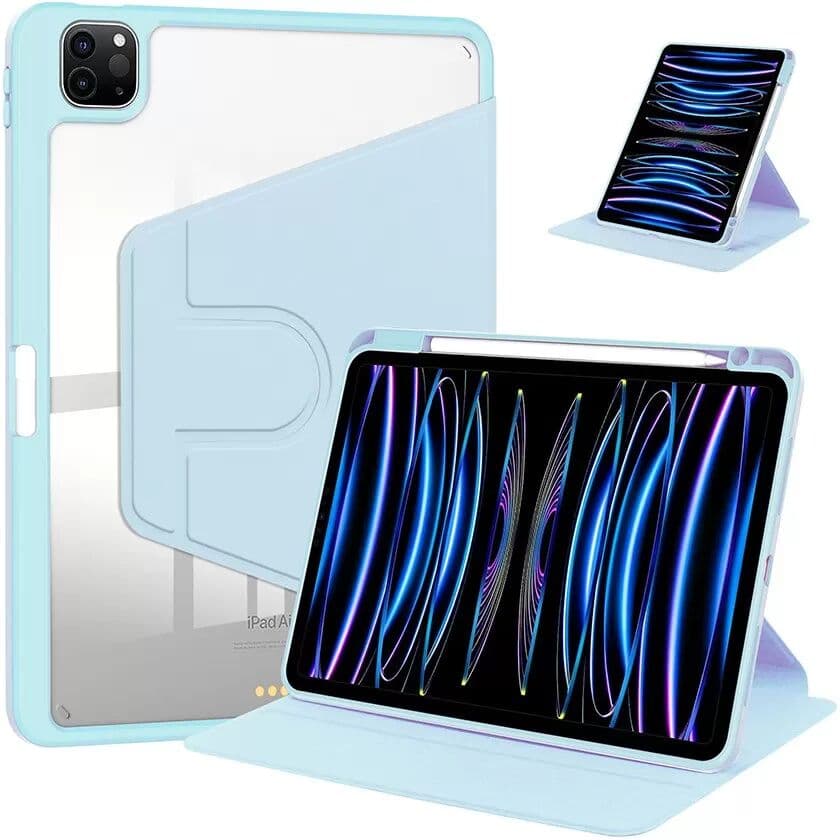 INF Drehbare Acryl Hülle kompatibel mit iPad 9.7 - Voller Schutz mit Stifthalter, Standfunktion